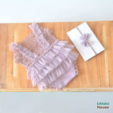 Baby Girl Ruffle Lace Romper with Headband O225 | 3M | Thistle